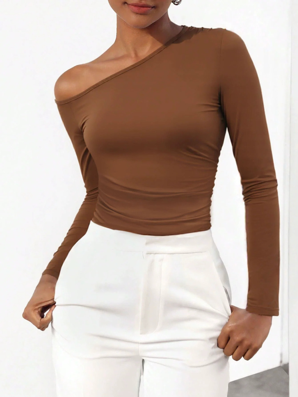 ZARA Spring Summer Slim Fit Off Shoulder Long Sleeve Bodysuit Basic